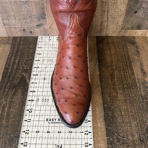 Lucchese Classics Handmade E176964 Ostrich Inlay Cowboy Boots Mens 10.5 EE - Picture 3 of 12